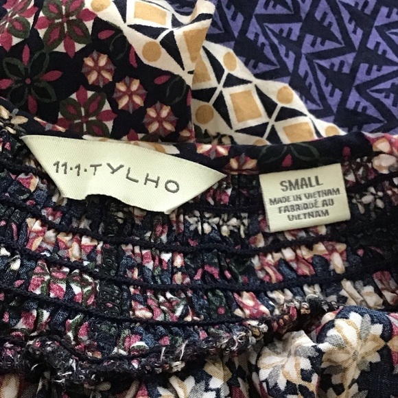 11 1 Tyhlo Boho Geometric Print Tassel Tie Neck Blouse Top Women's Small - Picture 11 of 12